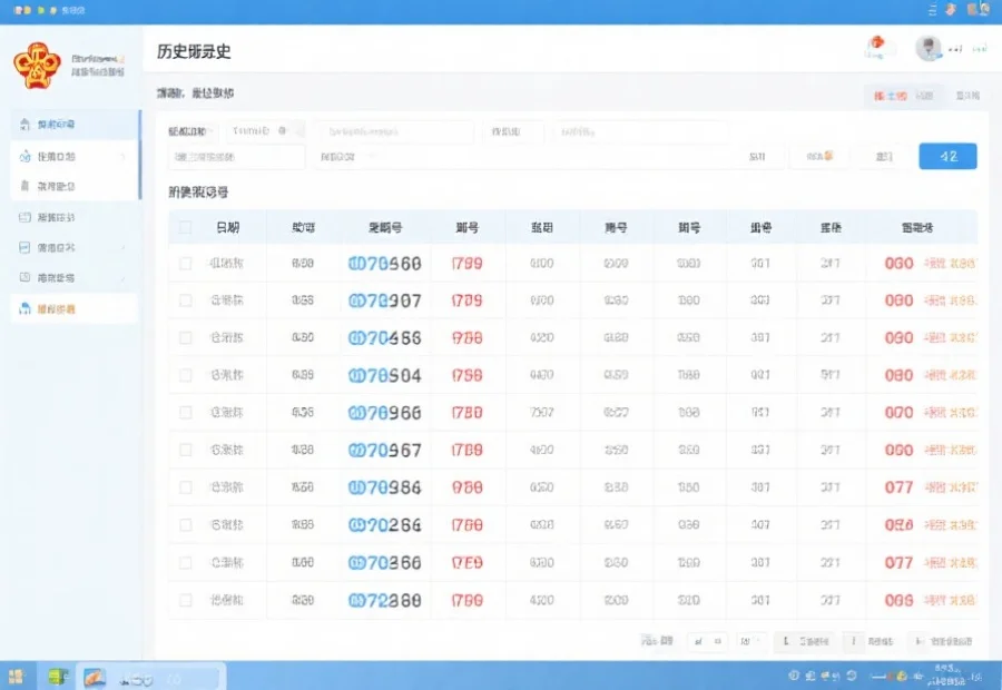 一张电脑屏幕截图，展示一个清晰的历史开奖记录表格，表格内有日期、期号和开奖号码等信息，界面简洁明了