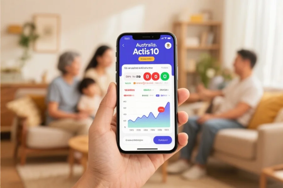 手机界面展示澳洲幸运10开奖结果